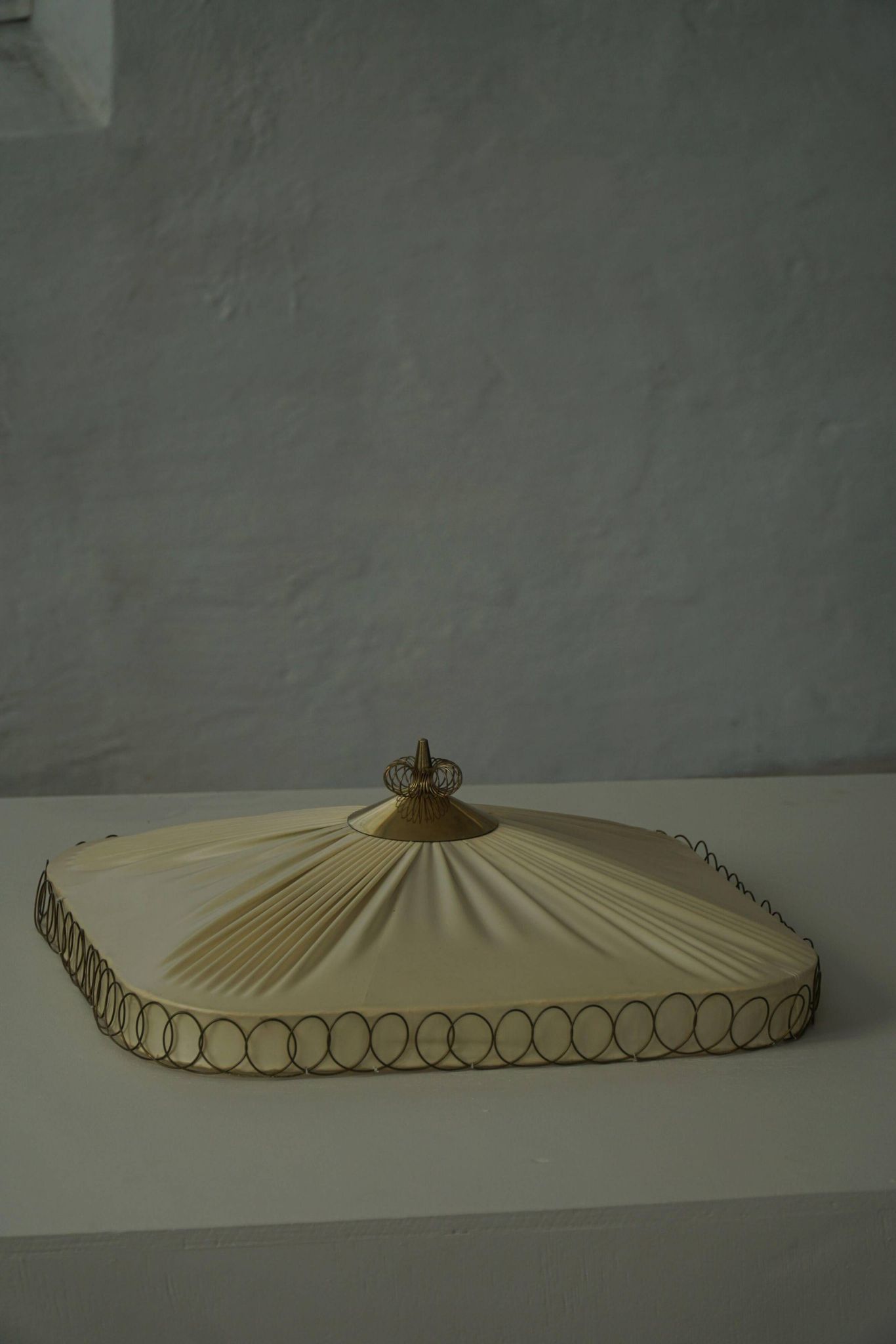 Swedish mid-century ceiling lamp with brass details, 1950s.
