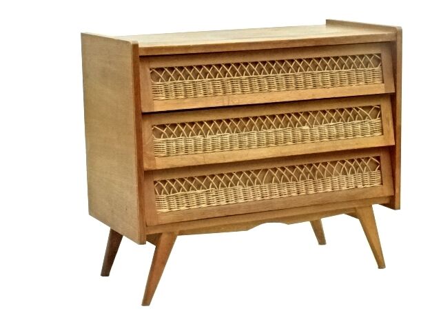 Vintage Chest if dealers wood rattan 1950 feet compass