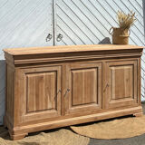 Enfilade / antique buffet in solid raw wood with 3 drawers.