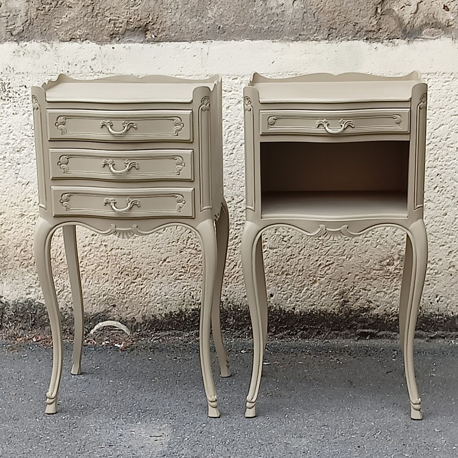 Pair of linen bedside