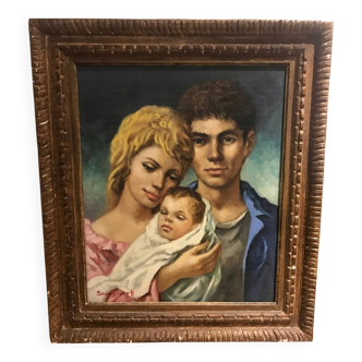 Anatola Soungouroff - Original oil - Touching portrait - 1967