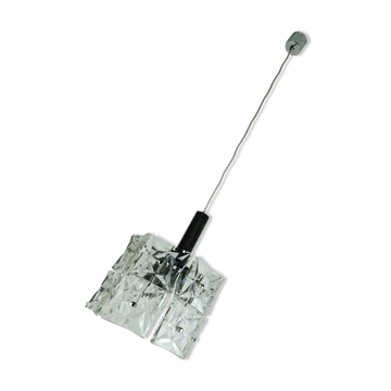 pendentif vintage en verre cristal et chrome avec 14 prismes en verre des années 1960