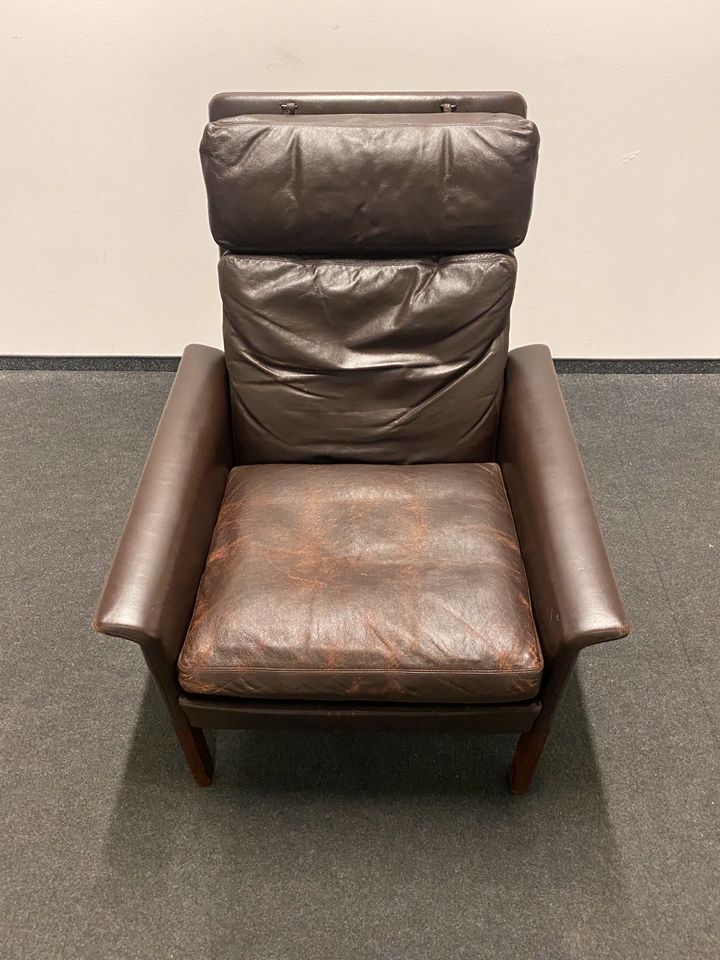 1960s Danish leather lounge chair by Hans Olsen