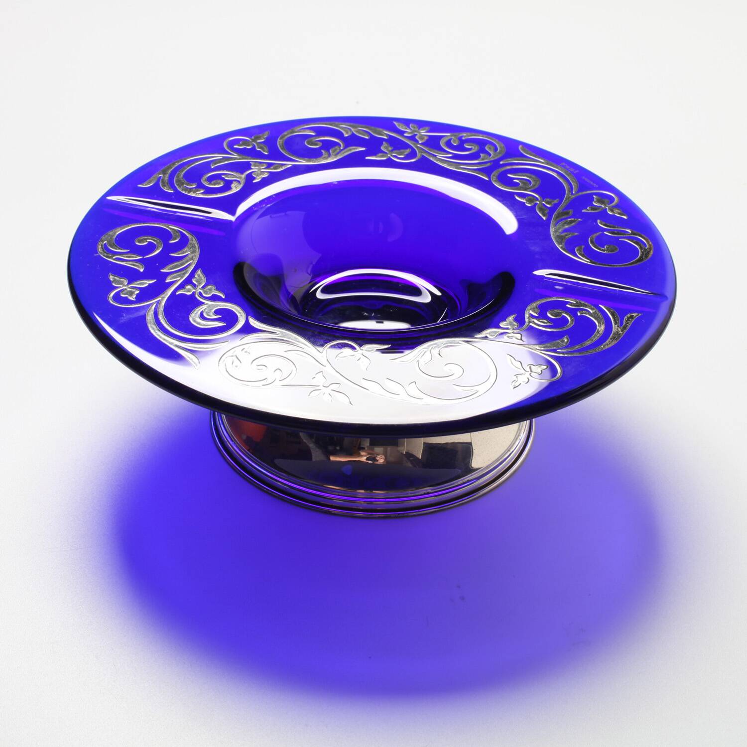 Rare Cobalt Blue Crystal and Silver Bowl / Fani Argento / Florence / 1930s