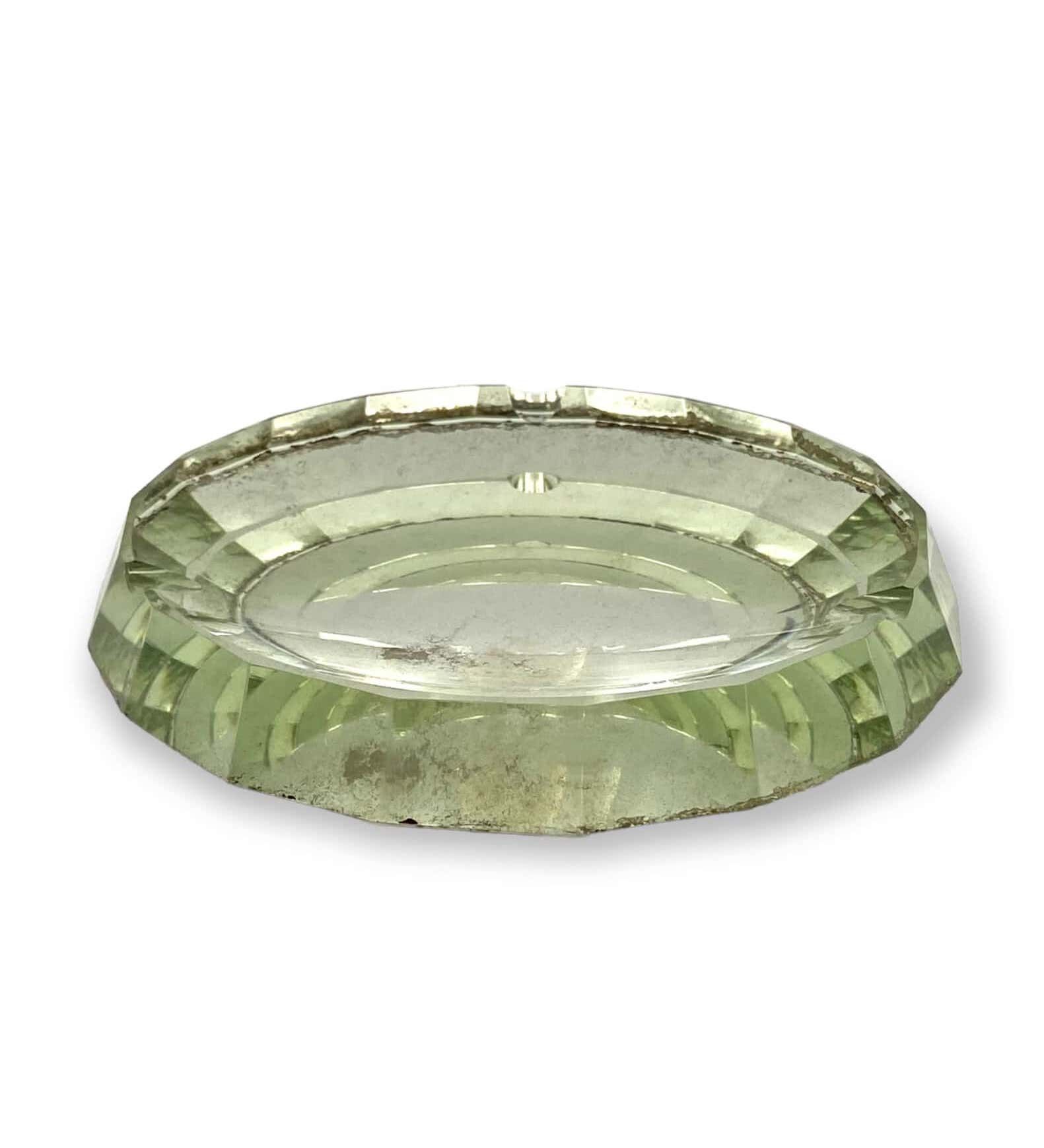 Modern mirrored crystal beveled ashtray, Italy 1940s