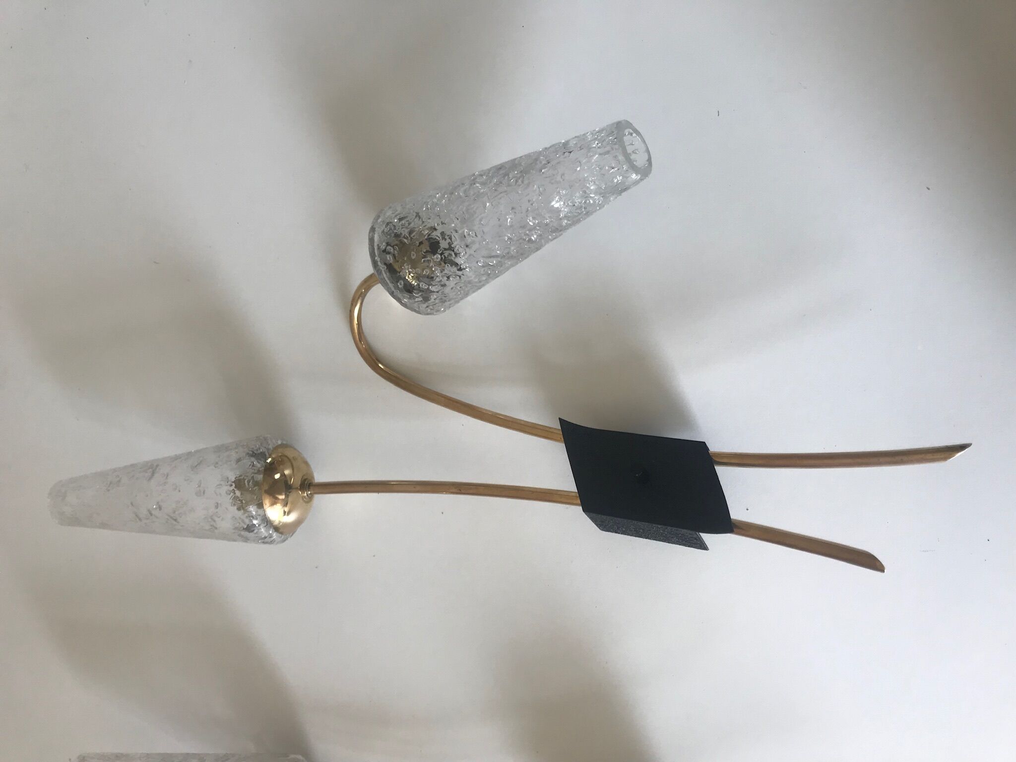 Pair of vintage brass double wall light design 60 years