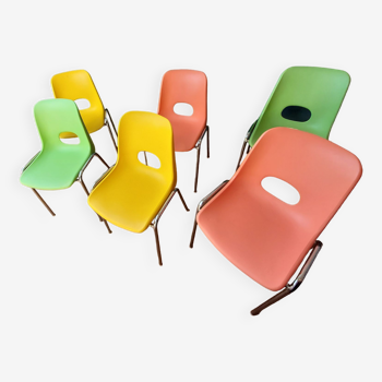 6 multicolored chairs