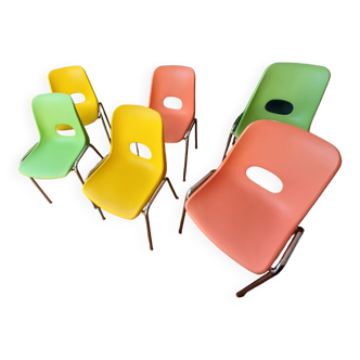 6 multicolored chairs