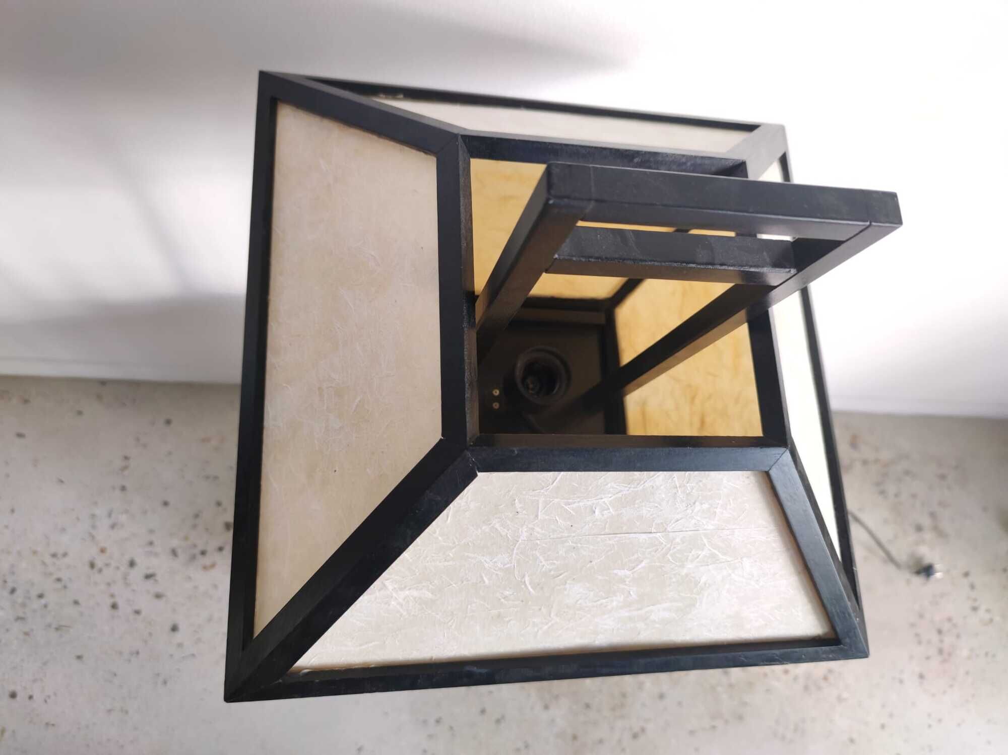 Japanese lamp in black lacquered wood and rice paper H:75cm