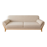 Sofa 3 places scandinave bois yoko tissu beige “miliboo”