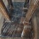Pair of bar stool in cerused teak beautiful patina 74x50x26 cm.
