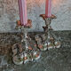 Pair of silver metal candle holders