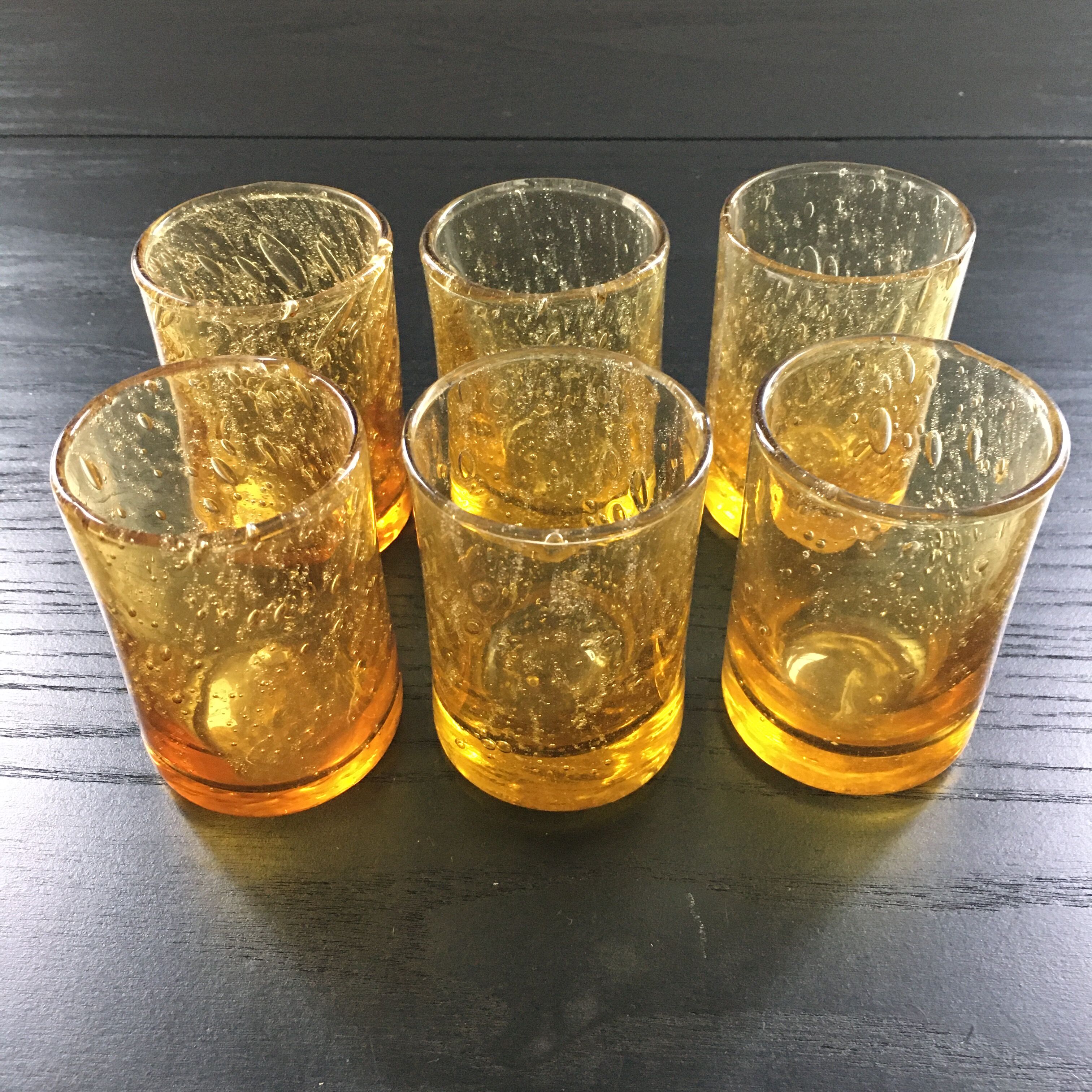Lot 6 amber glasses biot style