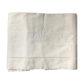 J C monogram sheet in Métis (cotton and linen)