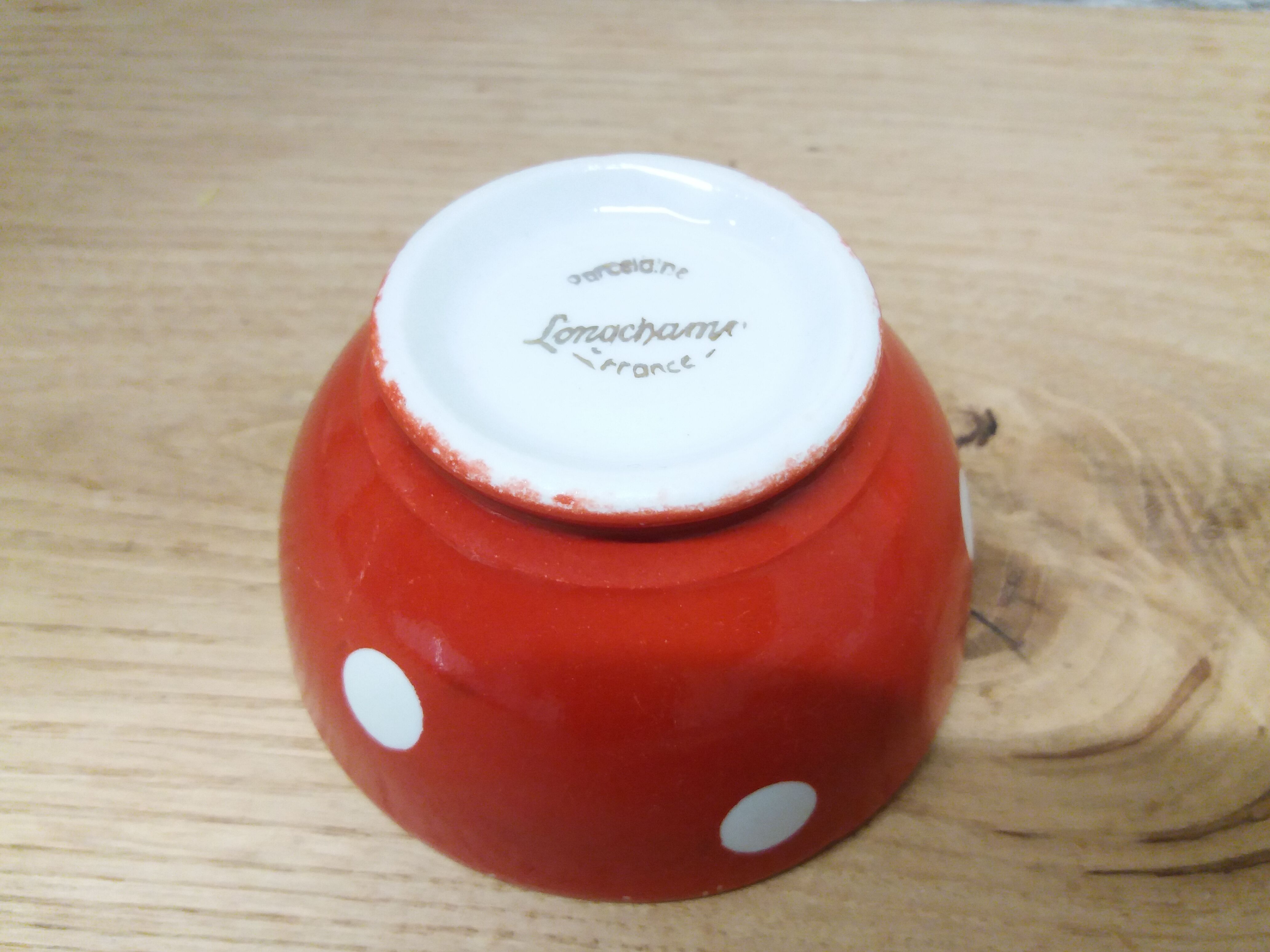 Bol longchamp rouge pois blancs