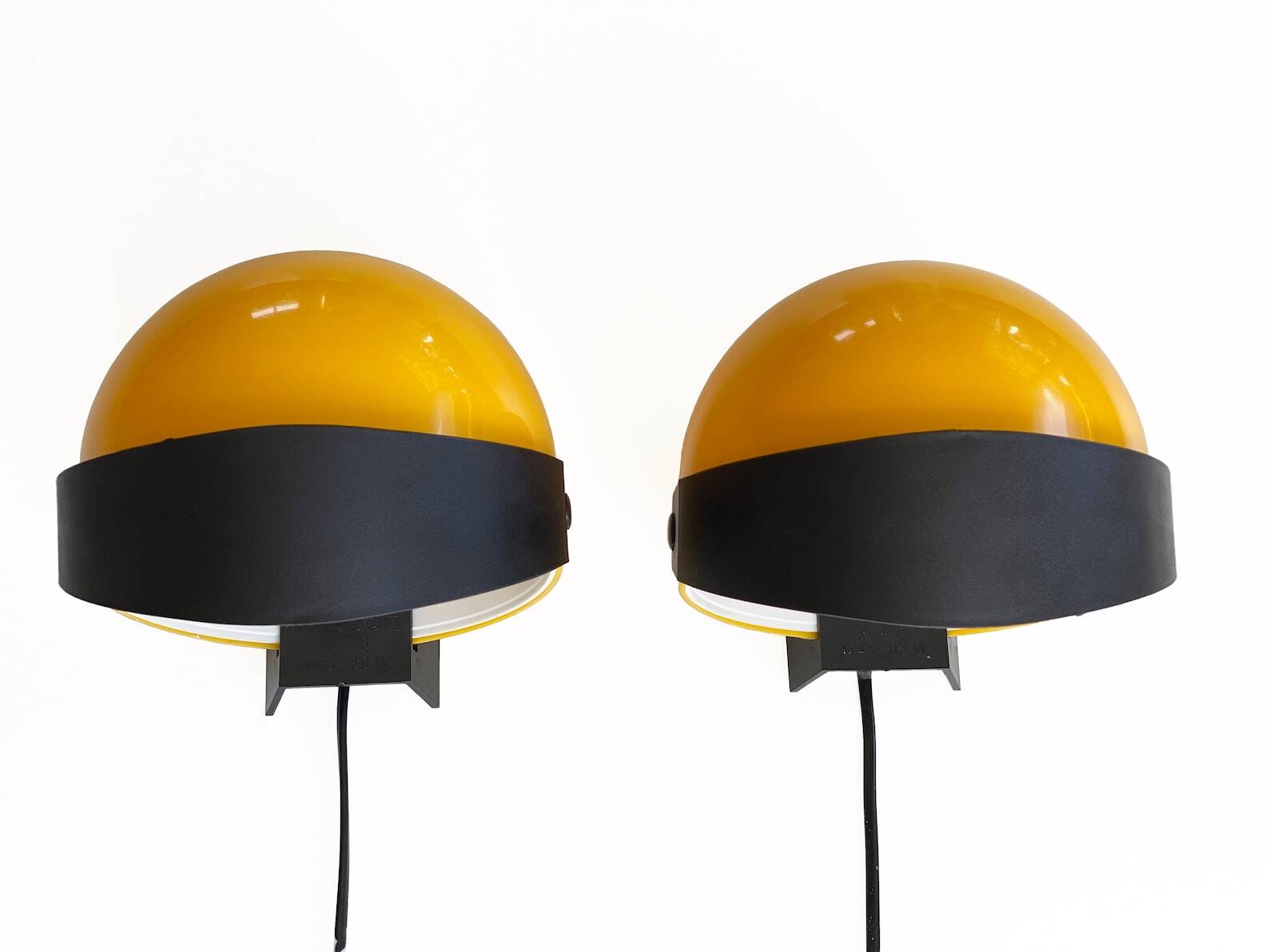 2 Space Age Visir V176 wall lamps designed by Lennart Centervall, 1970s vintage helmet lights