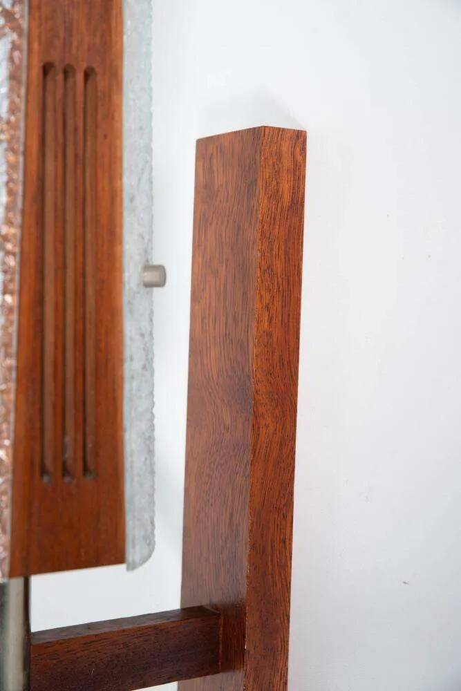 Vintage 1960s wall light, milk glass and bohemian teak.