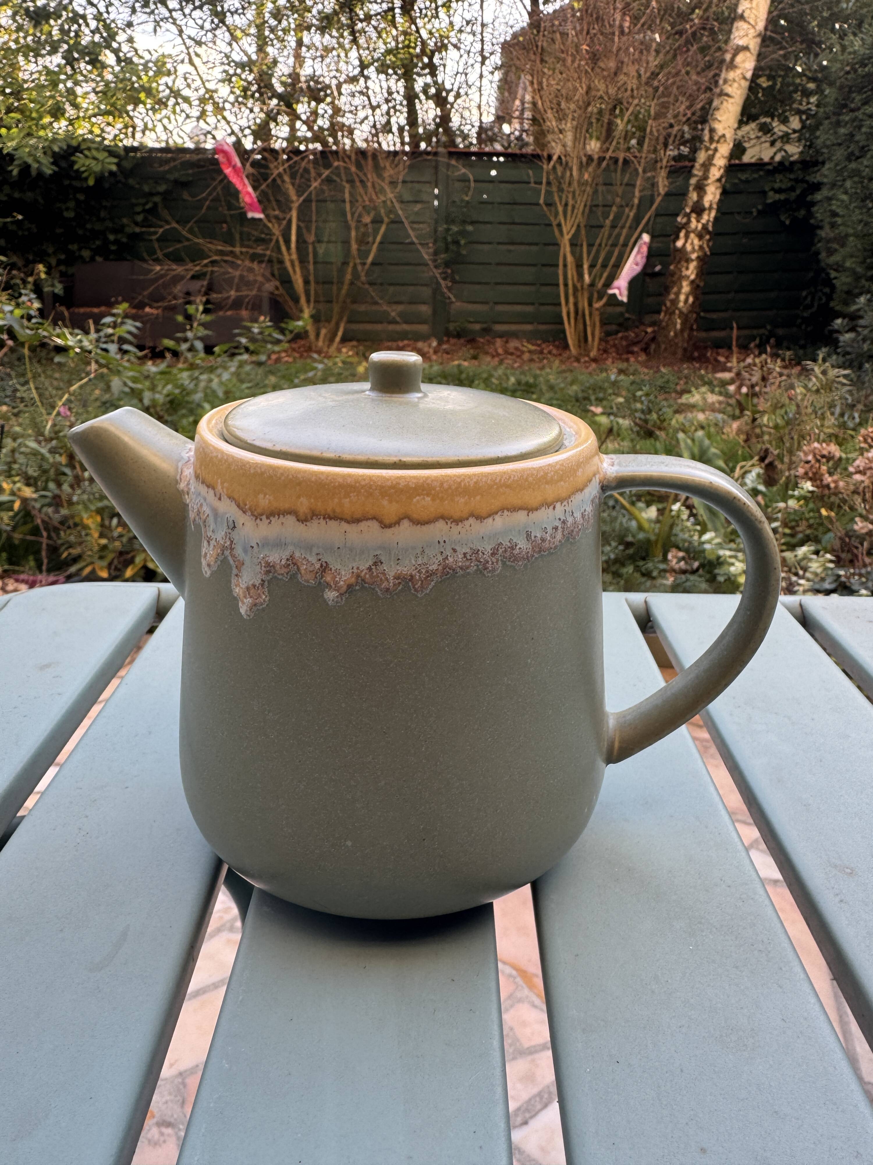 Celadon teapot – Japanese wabi-sabi style – very rare model.