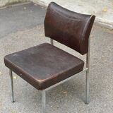Scandinavian chair in skai leather and chrome steel, 1970s
