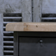 Military furniture metal console with wooden top and 6 drawers