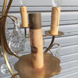 Remarkable 6-light cage chandelier with crystal pendants, complete in working order