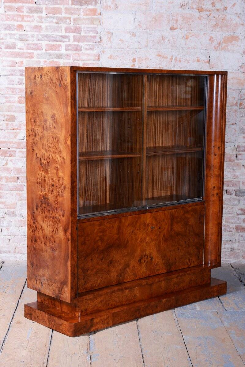 Art Deco Bookcase in Elm and Mahogany, 1920s