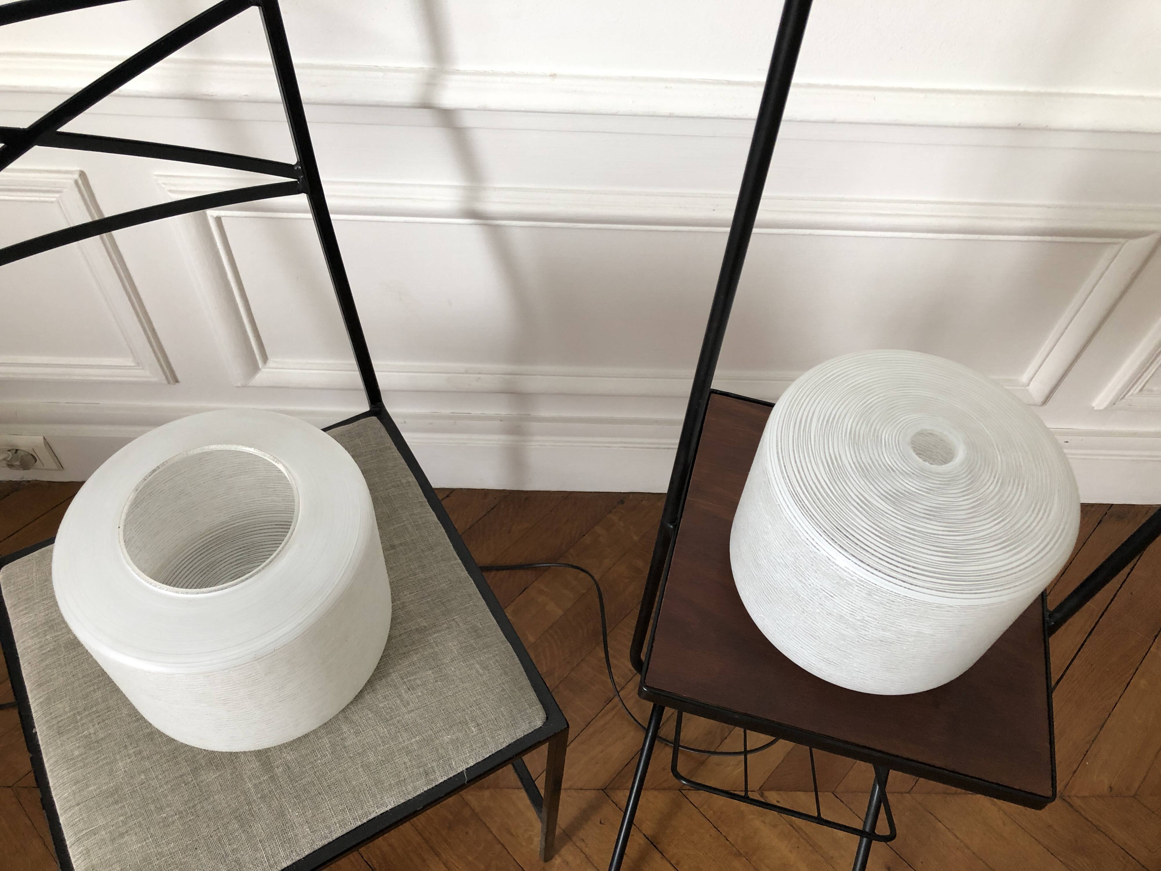 1950s-60s floor lamp with 2 lights - shelf - magazine holder