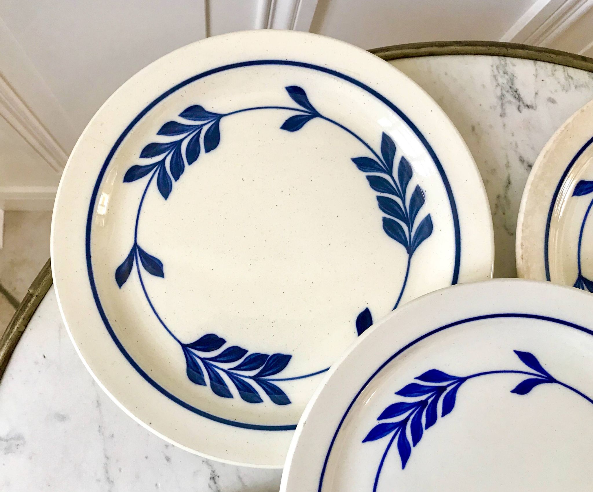 set of 5 dessert plates in Terre de Fer Salins model Jenny early 20th century