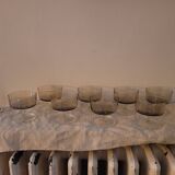 Set of 8 smoked and clear glass cups from the 70s, 80s.