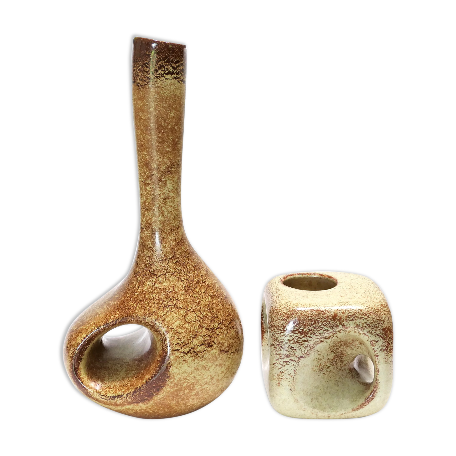 Lot de 2 vases vintage 1960's Bertoncello design Roberto Rigon