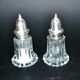 Vintage molded glass and silver metal salt shakers - salt pepper BISTROT