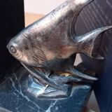 Fish bookends in spelter and marble