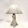 Vintage lamp with twisted crystal base from the 1960s and a white ribbon pagoda shade.
