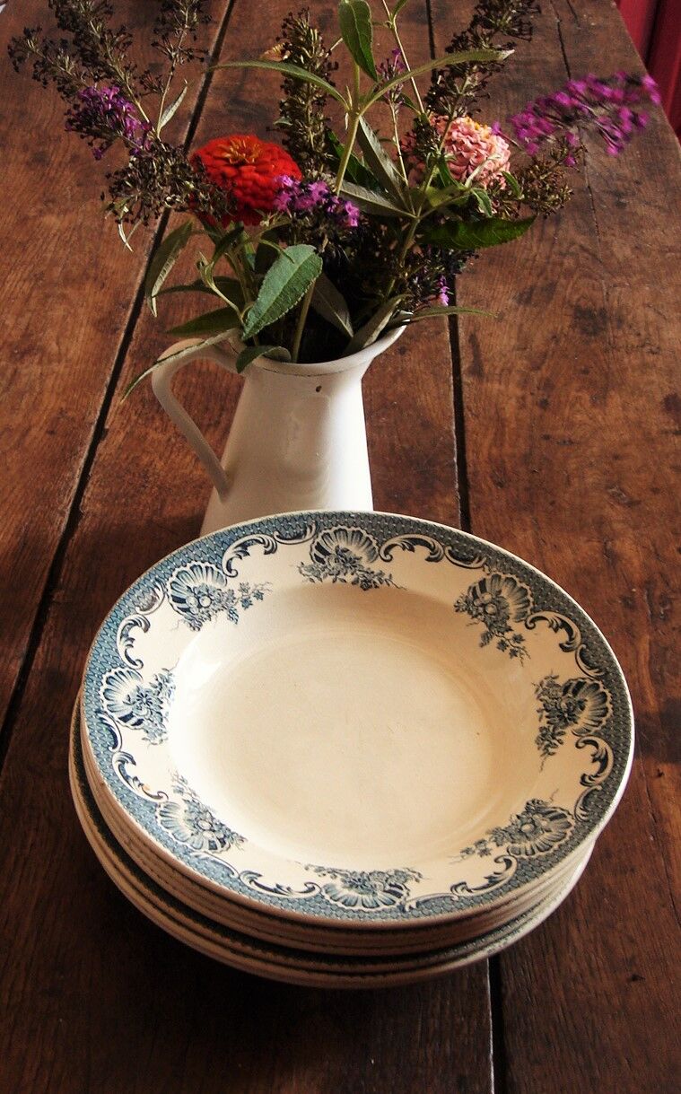 Lot 7 soup plates blue