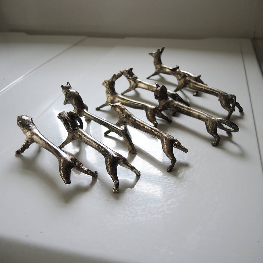 10 Antique Metal Animal Knife Holders