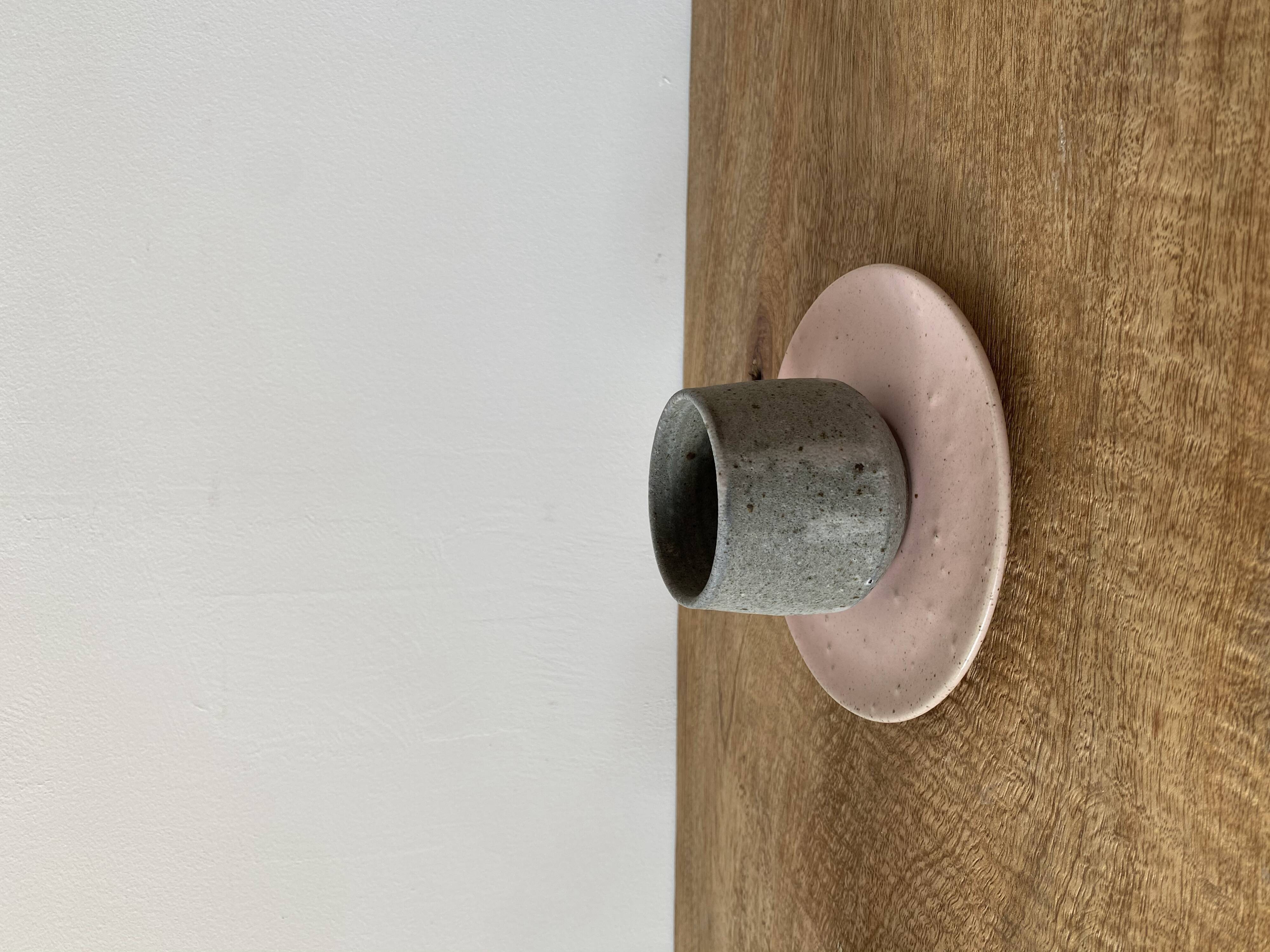 Duo of grey ceramic cups