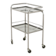 1970s chrome metal and smoked glass wheeled dessert trolley