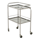 1970s chrome metal and smoked glass wheeled dessert trolley