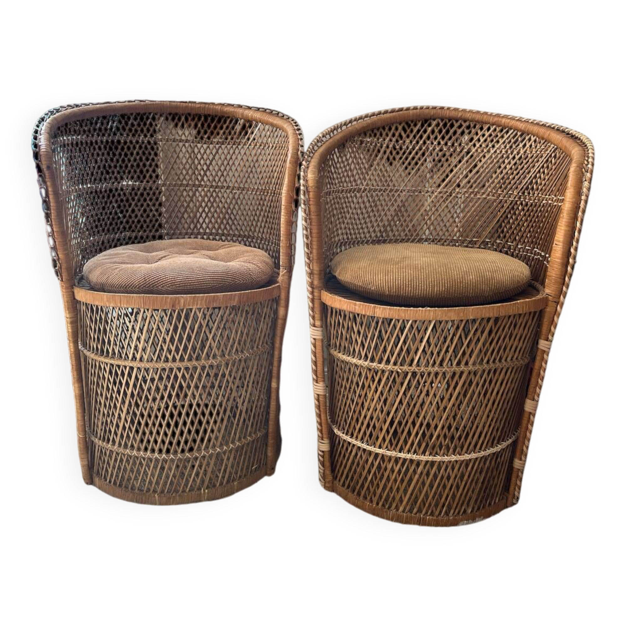 Paire Fauteuils  rotin osier