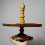 Large wooden pine cheese display stand, handcrafted, vintage 70s-80s.