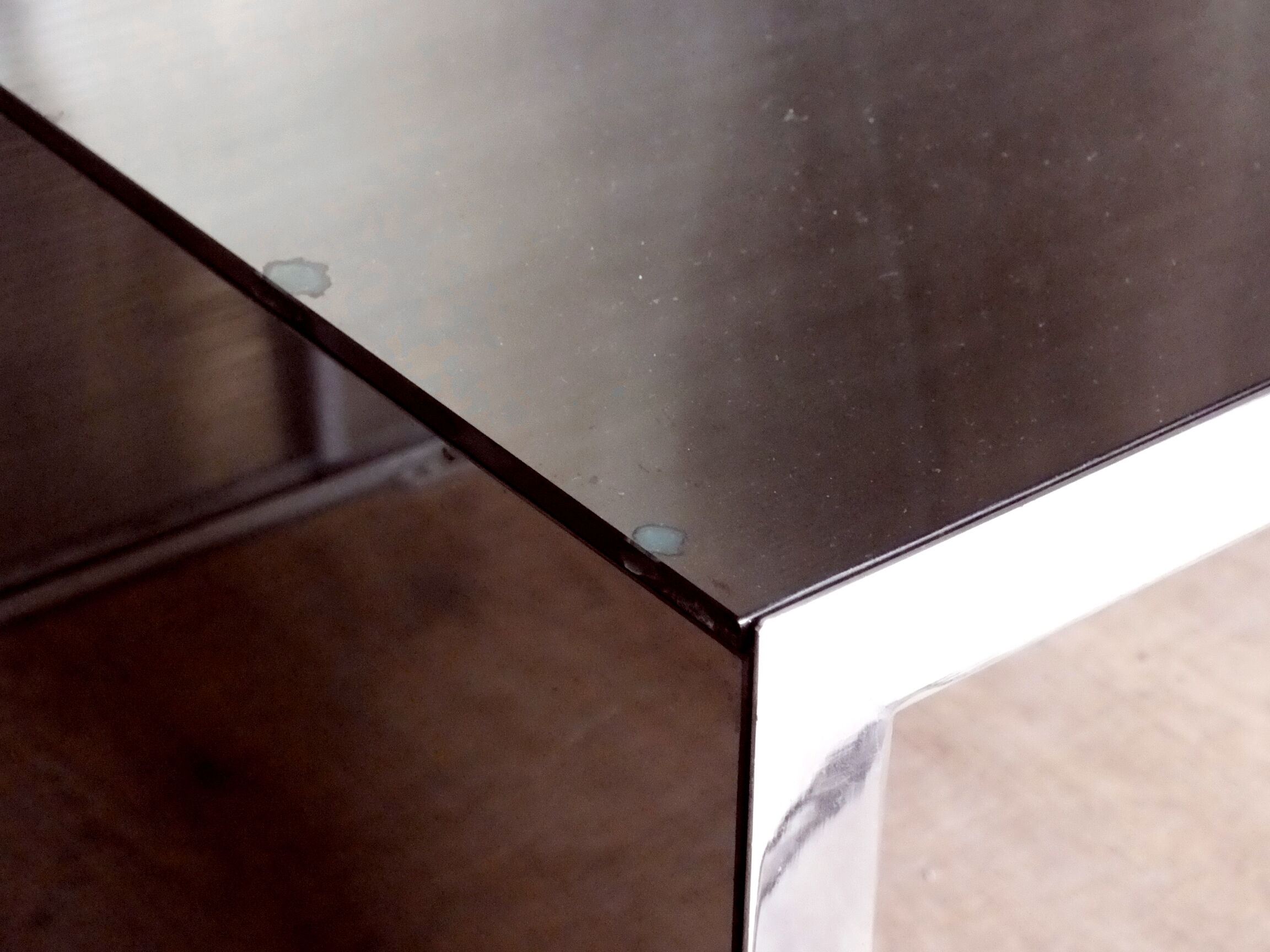 Nanda Vigo design in years '70 low mirror table "four corners" by Driade Italy