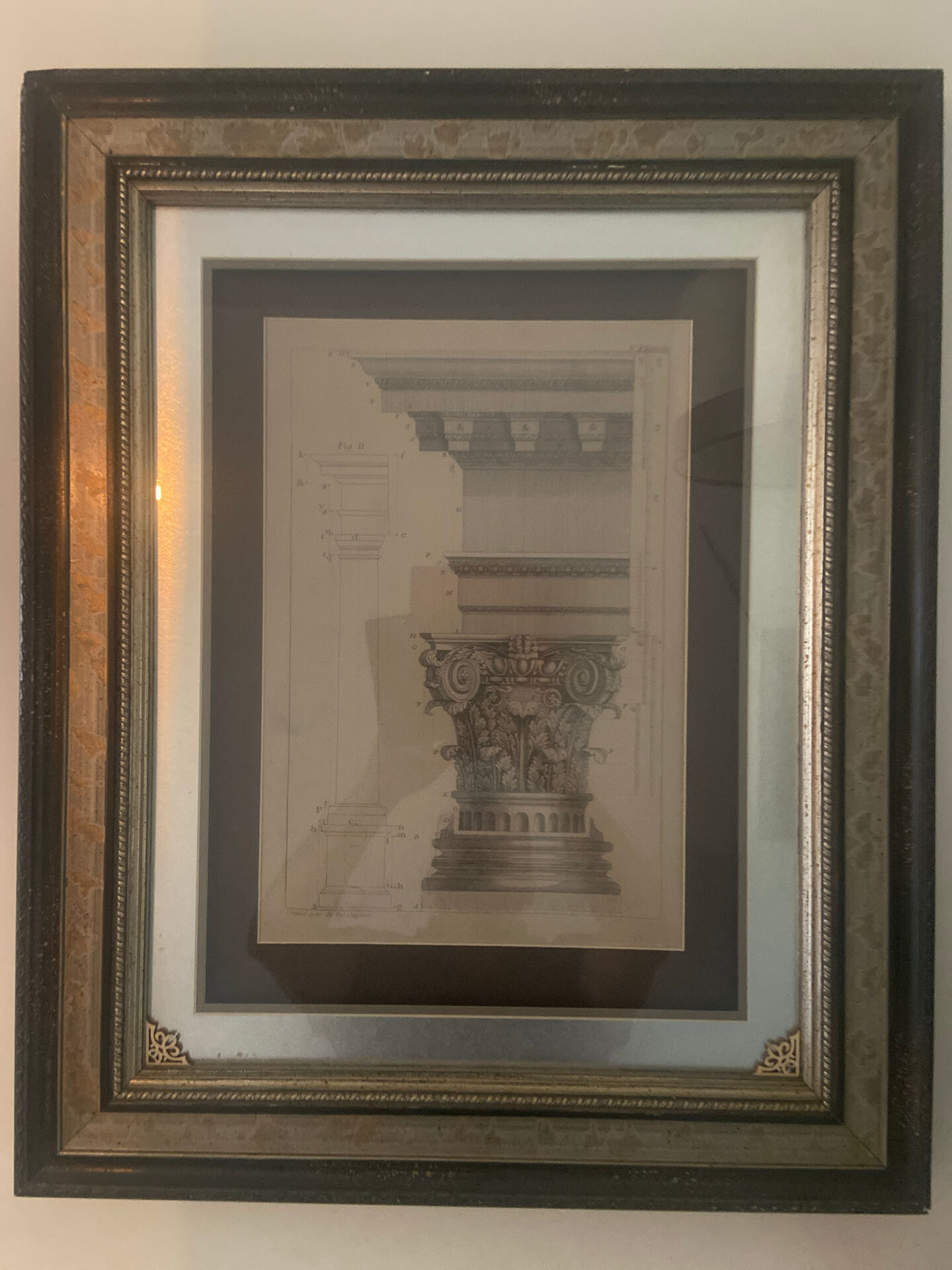 Gravure d’architecture ancienne — Chapiteau classique — Encadrement re