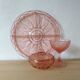 Art Deco Pink Pressed Glass Compartmented Serving Dish