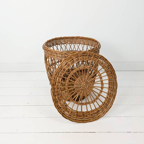 Panier Vintage Panier en osier Panier à linge Couvercle Panier de rangement