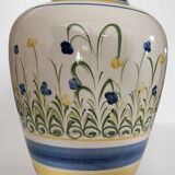 Hand-painted ceramic vase with floral decoration – H 33 cm