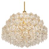 Chandelier, brass and crystal glass by Kinkeldey, Germany, 1970s.
