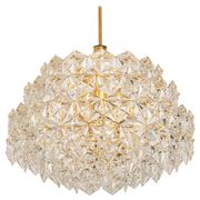Chandelier, brass and crystal glass by Kinkeldey, Germany, 1970s.