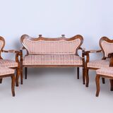 Ensemble de sièges restauré en chêne Biedermeier, noyer, construction stable, Autriche, années 1840