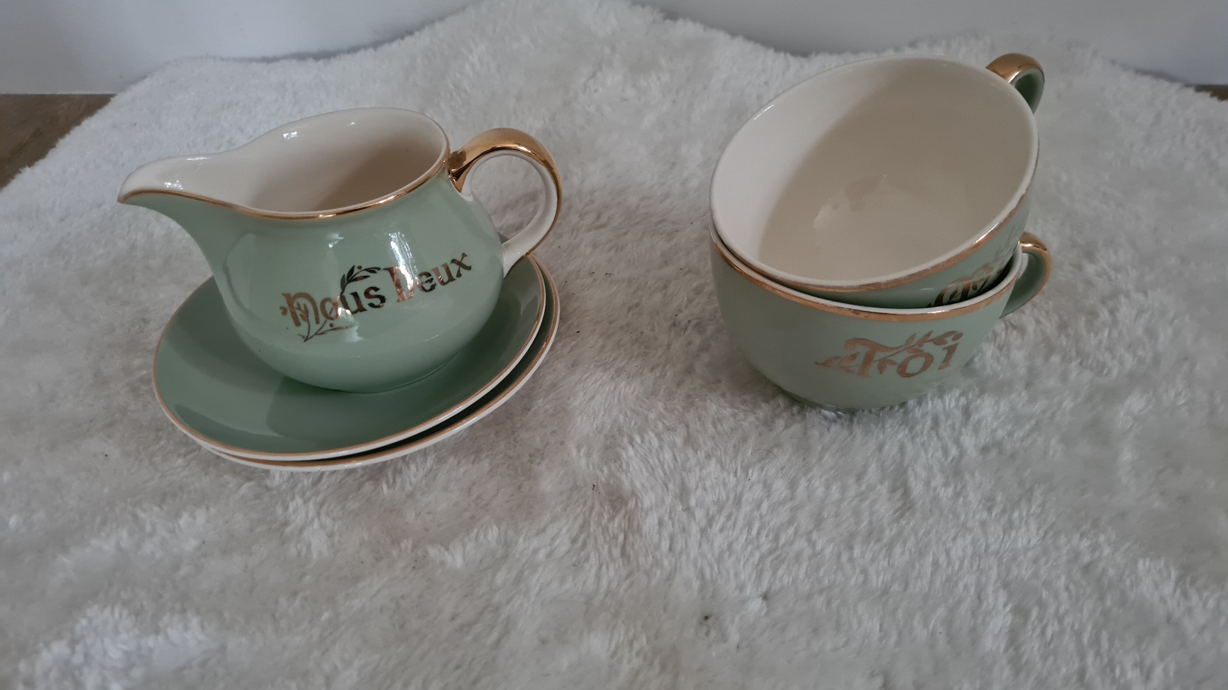 Old breakfast service We Two pistachio color / green / Villeroy & Boch / vintage