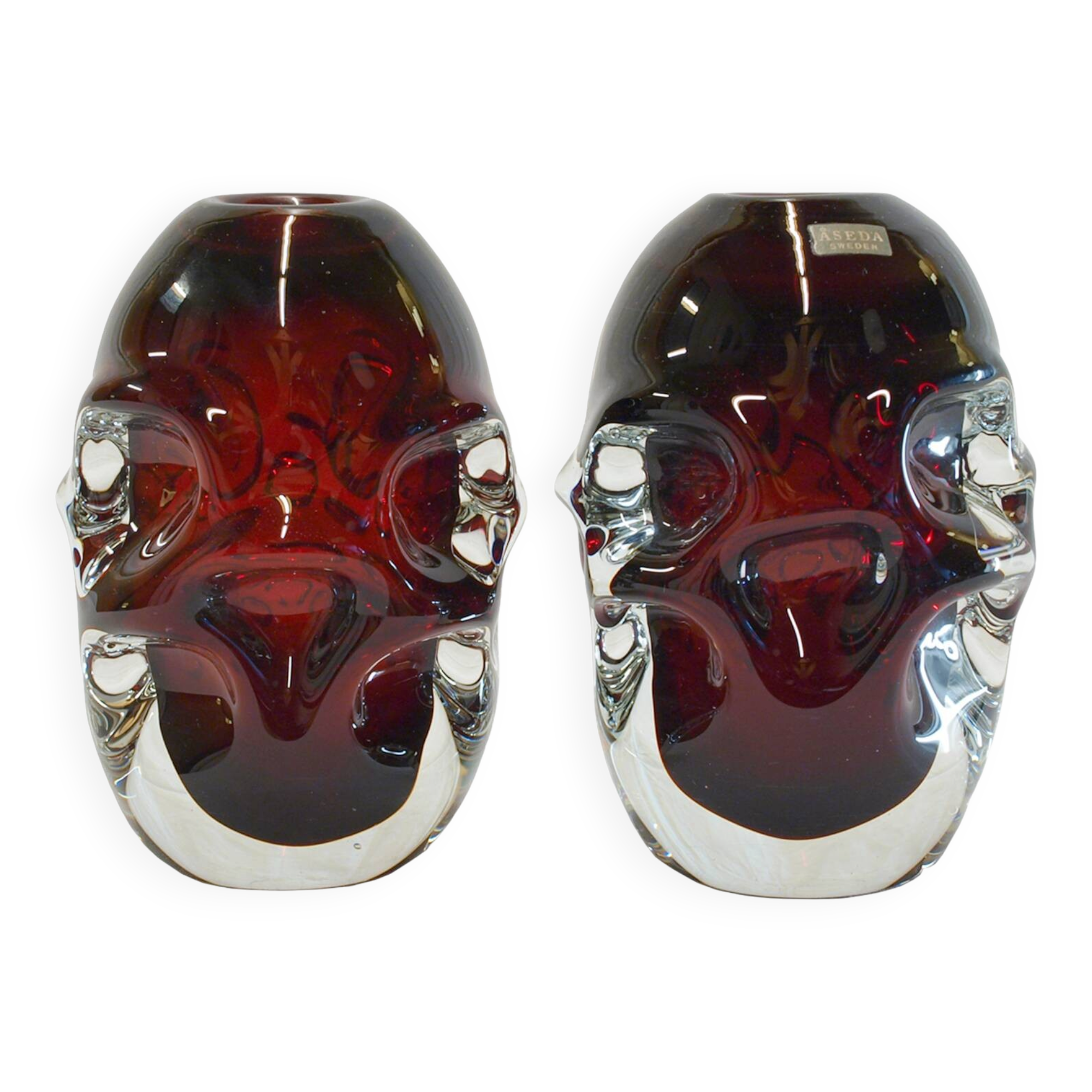 Pair of glass vases by Aseda, Sweden